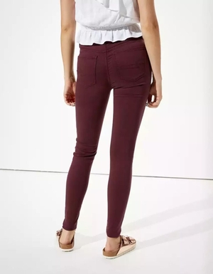 Jean American Eagle AE High-Waisted Jegging Bordeaux Femme | BQE-58650084